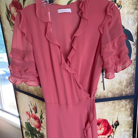 WAYF coral inner strong tie floor length dress - Picture 2 of 5